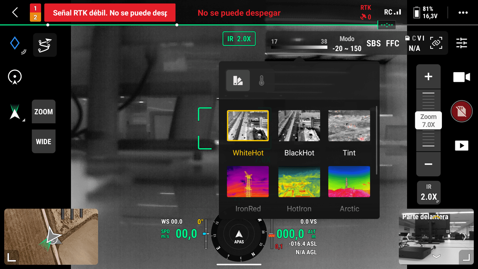 DJI thermal camera White-Hot palette setting